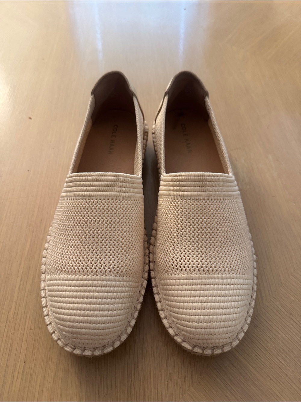Cole Haan Cream Knit Slip-On Loafers